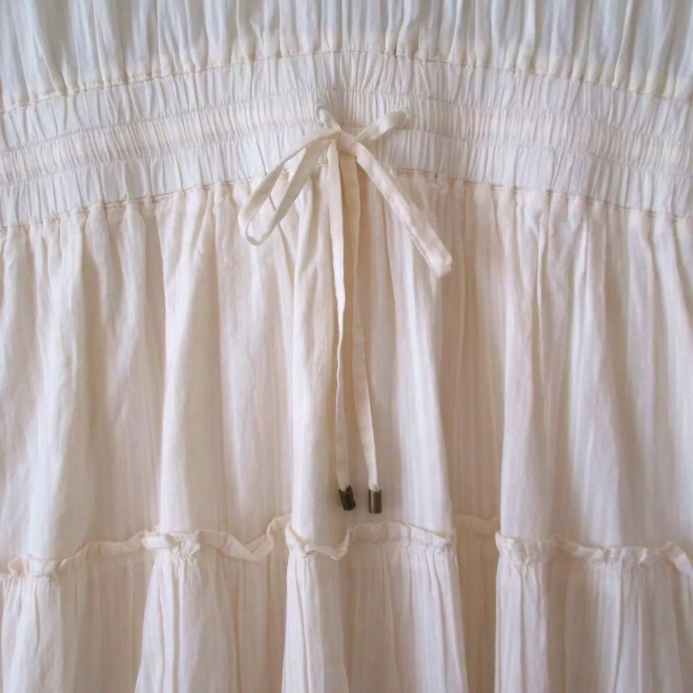 NWT Lauren Ralph Lauren Shadow-Stripe Cotton Tiered Dress Winter Cream Size 16 - Picture 6 of 11